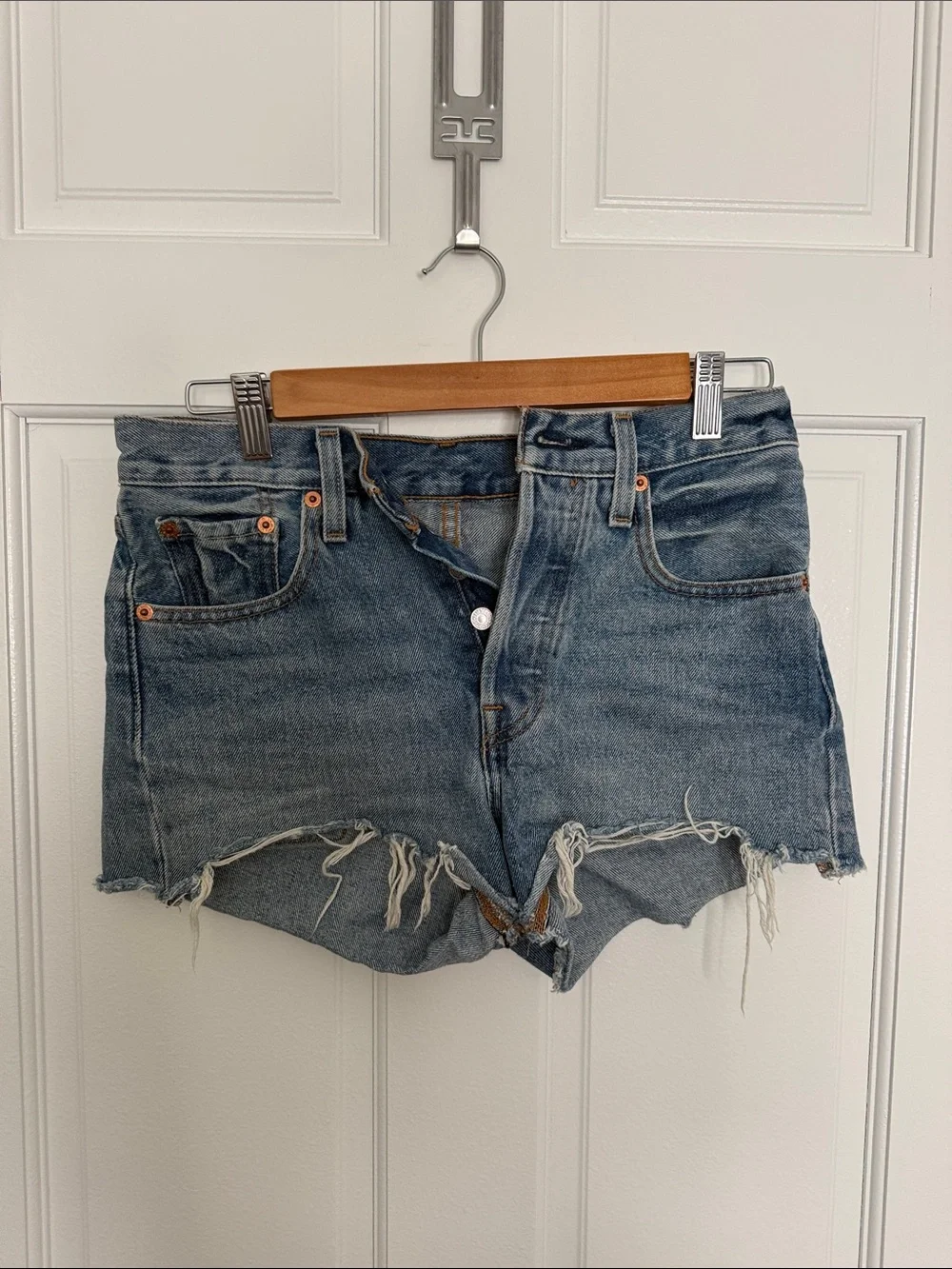 Levi's Vintage Cutoff Ripped Denim Shorts - Blue